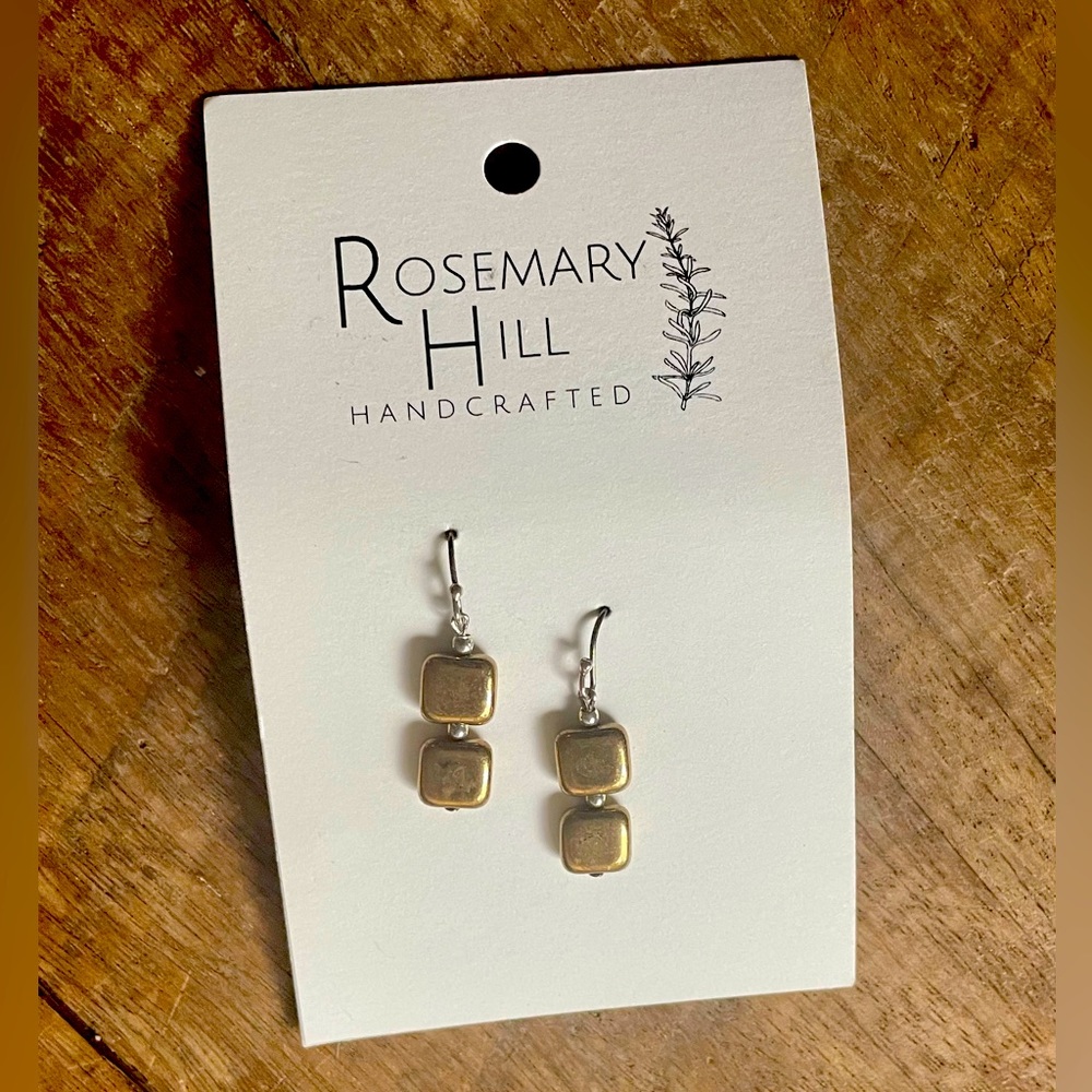 Rosemary Hill Handcrafted Gold-tone Metallic Drop Earrings
